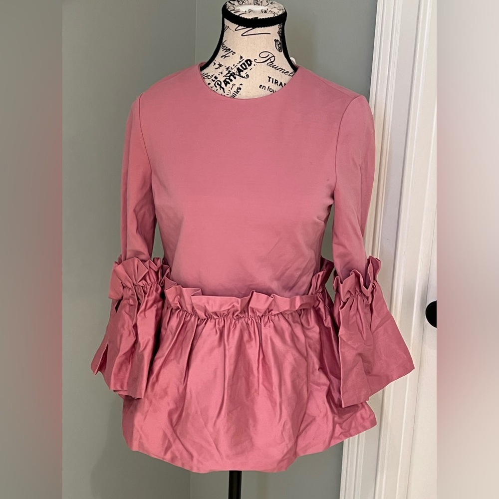 NWT Ted Baker Dusty Pink Pleated Waist Crop Sleeve Top | Size 1 (4) | Gorgeous